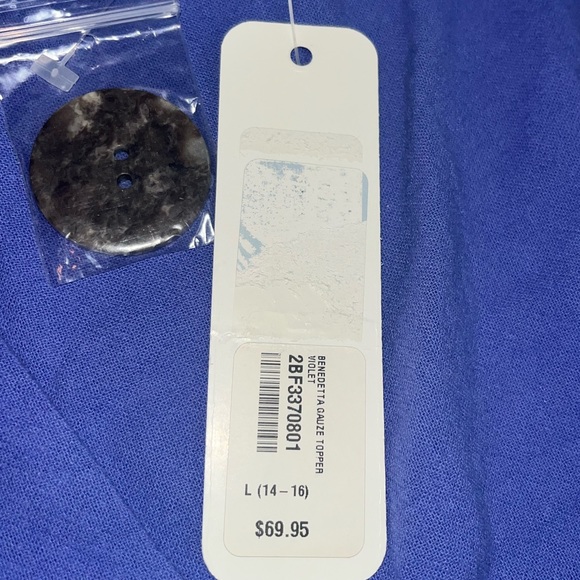 Soft Surroundings Benedetta Gauze Topper Violet Size Large NWT - Picture 4 of 5